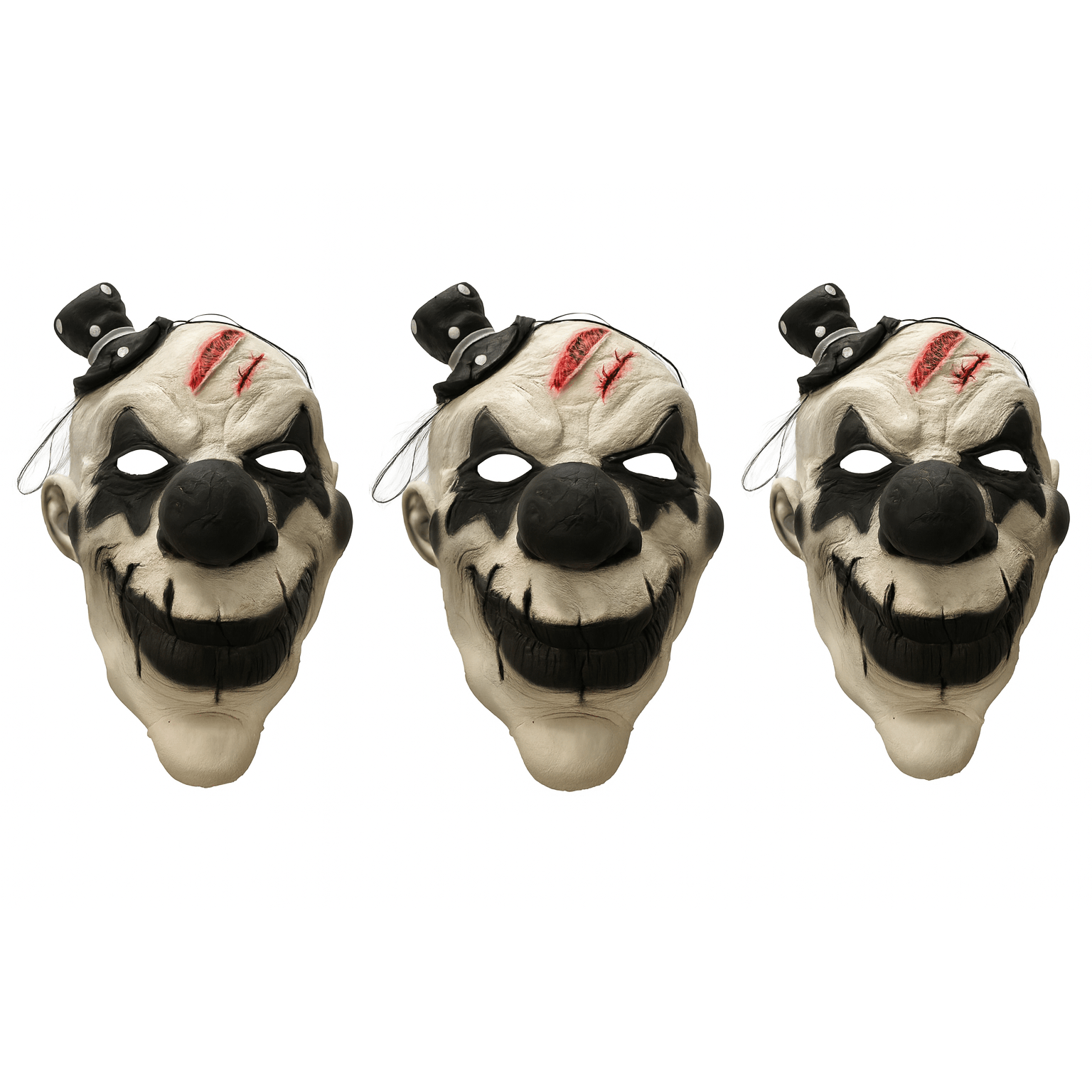 Black Hat Evil Clown Latex Mask for Halloween Costume